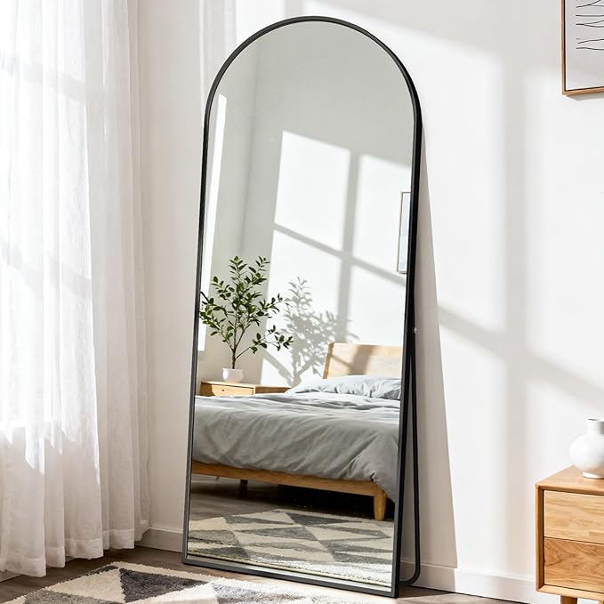 Mirror Full Length, Upgraded Body Wall Mirrors with Shatter-Proof Glass, Floor Standing, Hanging or Leaning, Tall Mirror with Stand Aluminum Alloy Frame for Bedroom