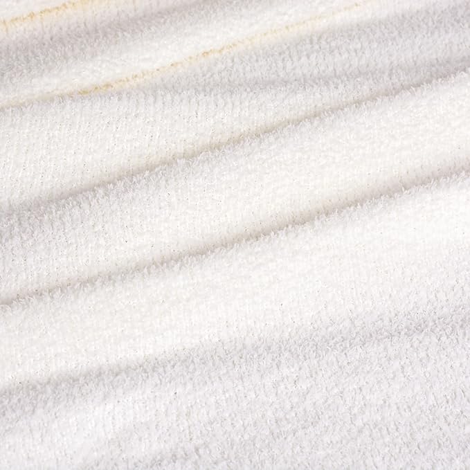 JOOJA Cream White Fuzzy Knitted Blanket, Soft Lightweight Plush Queen Size for Bed, Cozy Nights (90x90)