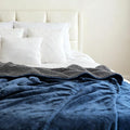 Genteele Sherpa Throw Blanket Super Soft Reversible Ultra Luxurious Plush Blanket, 102 x 90 inches, Navy/Gray