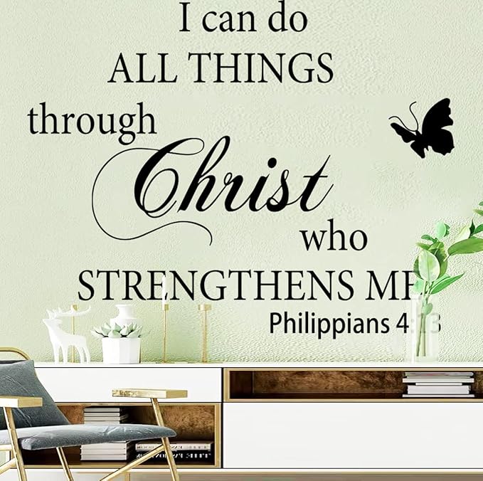 Motivational Quotes Vinyl Wall Decal Stickers I Can Do All Things Through Christ Who Strengthens Me Vinyl Christian Quotes Bible Scripture Inspirational Words Wall Stickers Religious Home Décor