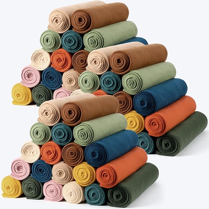 60PCS Vintage Fleece Blankets Bulk 50 X 60, Soft Lightweight Throw Blanket Kit Cozy Blanket Bulk for Bed Sofa Couch Warm Pet Fleece Blanket Set for Wedding Homeless Home Office Travel Gift for Seasons