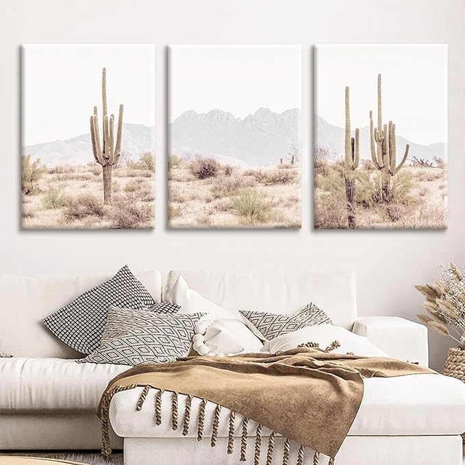 Pennclys Sonoran Desert Landscape Wall Art Cactus Arizona Canvas Wall Decor Desert Poster Pictures Saguaro Cactus Art Prints Landscape Painting for Home Bedroom 12x16x3 Inch Ready to Hang