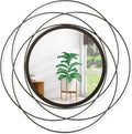 Wall Mirror Mounted Small Round Decorative Mirrors, Circle Metal Art Mirror Home for Bathroom Vanity, Living Room or Bedroom 16”