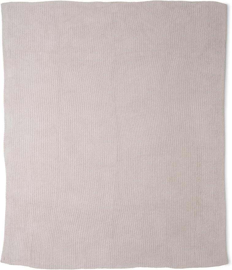 Barefoot Dreams® CozyChic® Ribbed Bed Blanket, Ultra Soft Plush Microfiber Blanket for Bed, Warm & Lightweight Cozy Bedding Layer, Textured Knit, Full/Queen Size, Stone