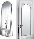 57x20 Door Hanging Full Length Mirror, Floor (Height 5.7ft just Body in1.3ft) or Wall Mounted Metal Frame Arch Dressing Mirrors for Bedroom Bathroom Living Room 57 20 inch Black