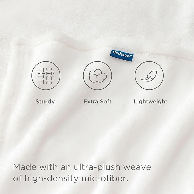 Bedsure GentleSoft Fleece Blankets Queen Size White - Bed Blanket Soft Lightweight Plush Fuzzy Cozy Luxury Microfiber, 90x90 inches
