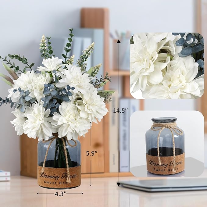 Leftover Faux Flowers in Vase,Artificial Flowers,Table Centerpieces for Dining Room,Flower Centerpieces for Tables,Fake Flowers in Vase,Kitchen Table Decor,Coffee Table Decor