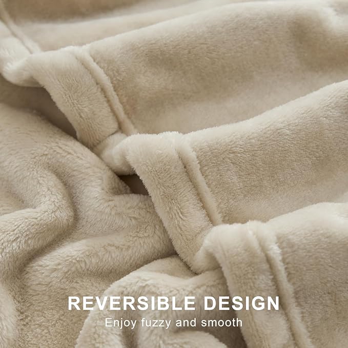 Hansleep Fleece Taupe Throw XL Blanket, Super Soft Flannel Fuzzy Plush Cozy Blanket for All Seasons, Taupe, Throw XL 50x70 Inches