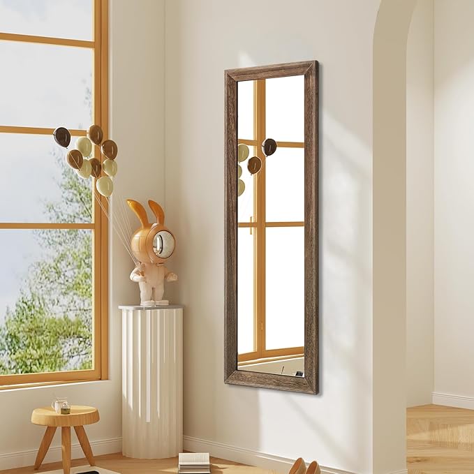 AAZZKANG Hanging Mirror Full Length Vintage Large Mirrors Wooden Framed 43"x14" for Bedroom Living Room Bathroom Entryway Wall Mounted Vertically or Horizontally