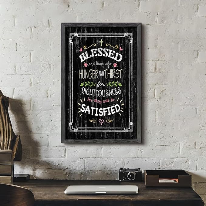 Rustic Christian Wall Art Decor: Bible Verse Wooden Framed Picture Religious Scripture Quote Print Inspirational Lord Sign Artwork Decoration for Farmhouse Living Room Bedroom Home