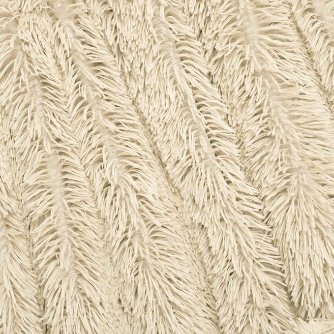 Luxurious Shaggy Throw Blanket, Faux Fur Furry Fuzzy Blanket, Long Pile Plush, Soft Fluffy Texture for Couch, Bed, Living Room Decor(63x79 Inches,Khaki)