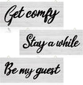 Maitys 3 Pcs Guest Room Decor, Get Comfy Wall Sign Stay a While Bedroom Wall Sign Rustic Wood Word Guestroom Art Decor for Home, Living Room