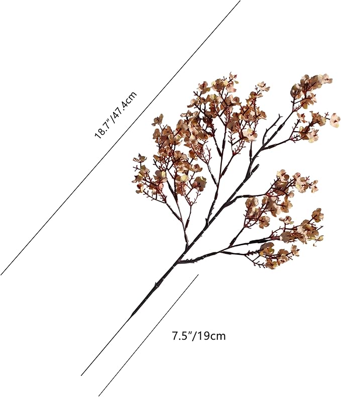 Mandy's Light Brown Artificial Baby’s Breath Flowers 15 Bundles Silk Gypsophila, 18.5 Inch European Style Modern Home Decor Centerpiece, Neutral Wedding Flower Arrangements