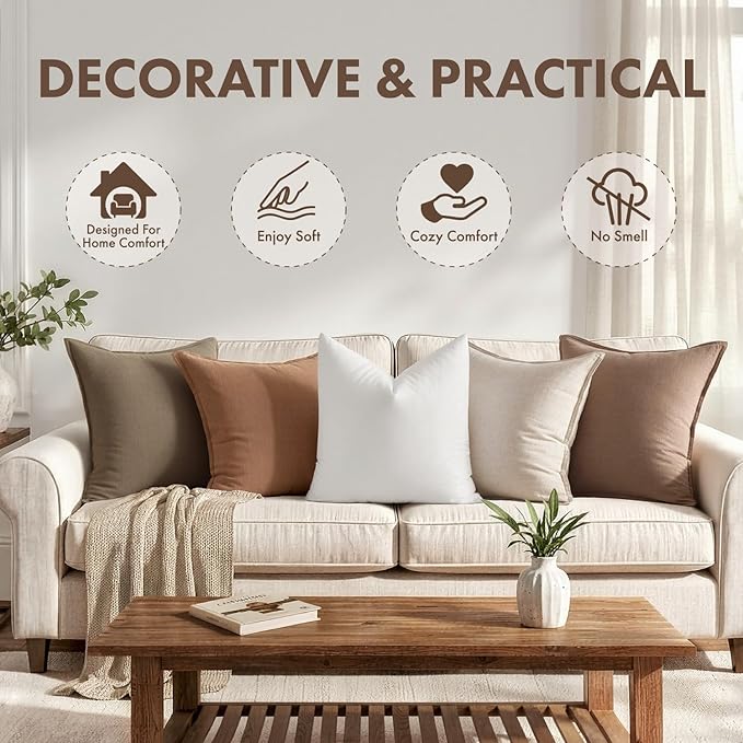 MIULEE 28x28 Down Alternative Pillow Insert Euro Decorative Throw Pillow 28 x 28 Inch Body Bed Sleeping Ultra Soft Fluffy Form for Sofa Couch Bed