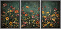 MUDECOR Framed Wall Art Print Set Vintage Wildflower Meadow with Colorful Blooms Illustrations Modern Art Boho Decorative Colorful Chic for Living Room, Bedroom, Office - 24"x36"x3 Black