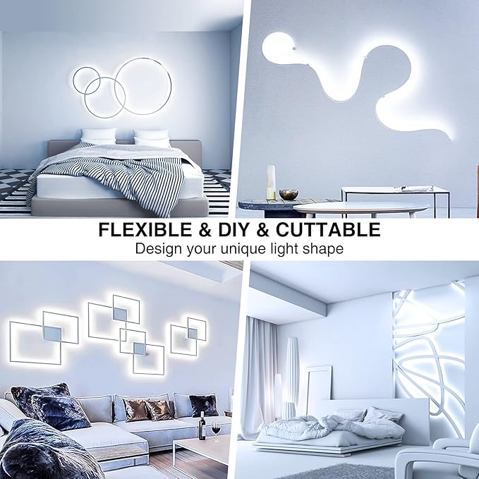 Onforu White LED Strip Lights, 32.8FT 6000K Super Bright Dimmable Tape Light Kit, 600 LEDs Daylight Easter Rope Light, 12V Flexible Strip Lighting for Mirror, Under Cabinet, Home, Bedroom (Pack of 2)