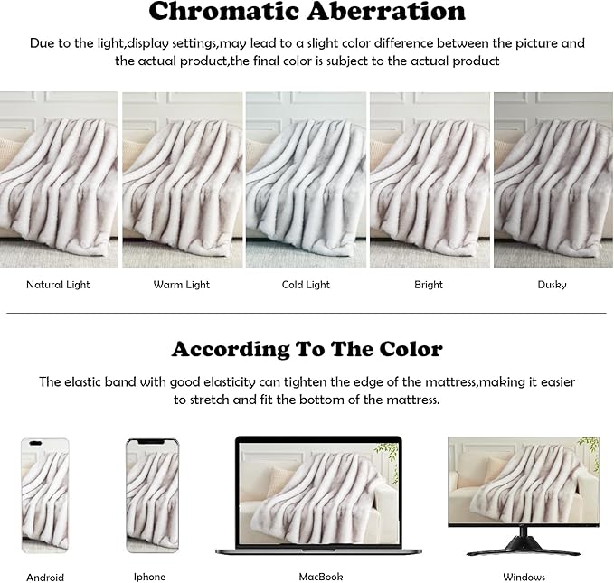 NEWCOSPLAY Faux Fur Throw Blanket Grey White Luxury Fluffy Thick Warm Blanket for Couch Sofa Bed 1000GSM (Grey White Thick, Throw(50"x60"))