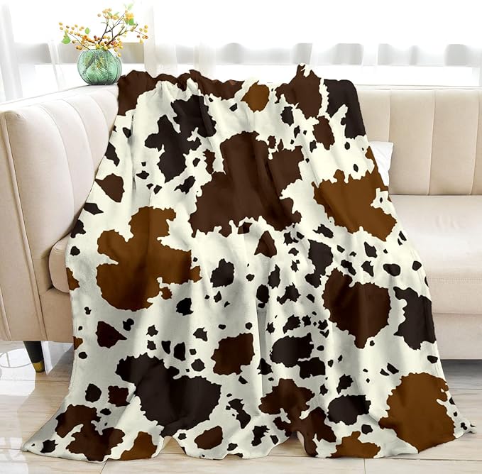 Cow Print Blankets and Throw, Cow Blanket for Adults,Cowhide Blanket for Girls, Cute Blankets for Teen Girls, Toddler Blanket for Kids, Cow Baby Blanket Cow Stuff for Women Highland Cow Decor 50"x 60"
