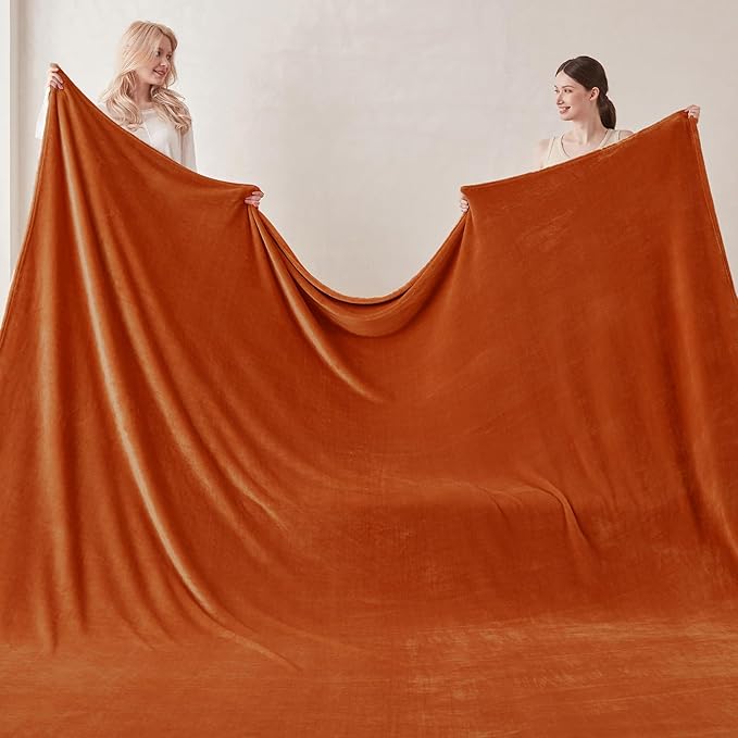 COOVA Oversized King Fleece Blanket 120x138 inches, Soft Cozy Warm Giant Extra Large 10'x11.5' Blanket for Bed, Sofa, Couch,Travel, Camping, California Huge Flannel Big Throw Blanket, Orange