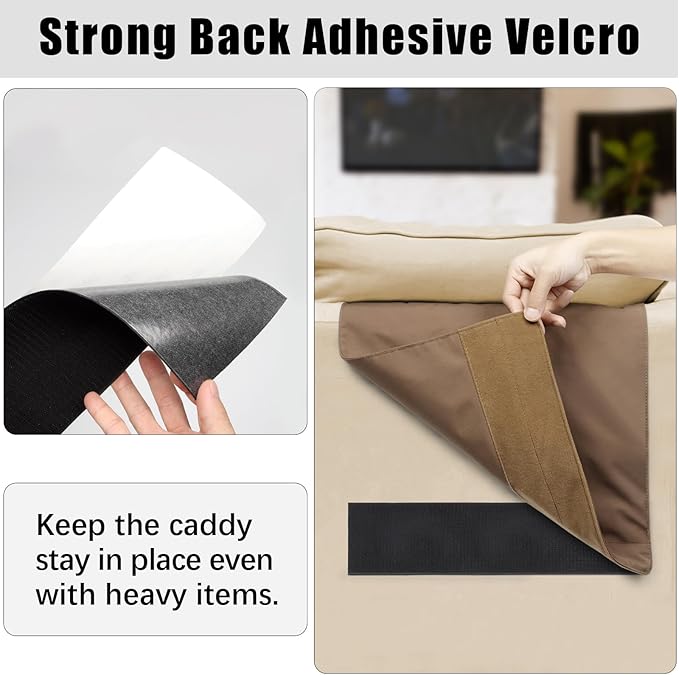 WOMACO Sofa Armrest Remote Magazine Holder, Non-Slip Armchair Recliner Caddy, Couch Arms TV Remote Control Organizer for Tablet, Phone, iPad, Laptop (Brown, 16" x 35" - 2 Pack)
