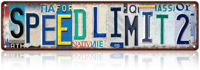 Vintage Speed Limit 2 Street Sign Wall Decor Metal Tin Signs for Bar Home Bedroom Garage