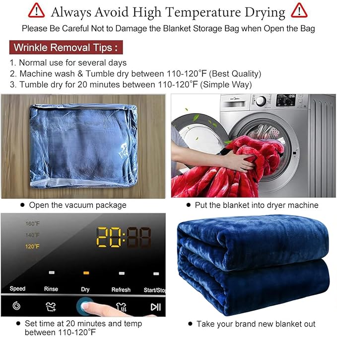 JYK Fleece Plush Blanket - 3.5 LB, 1 Ply Lightweight Korean Style Mink Blanket, Queen 79" x 91" - Super Soft, Warm & Cozy, Microfiber Bed Blanket for All Seasons, Navy