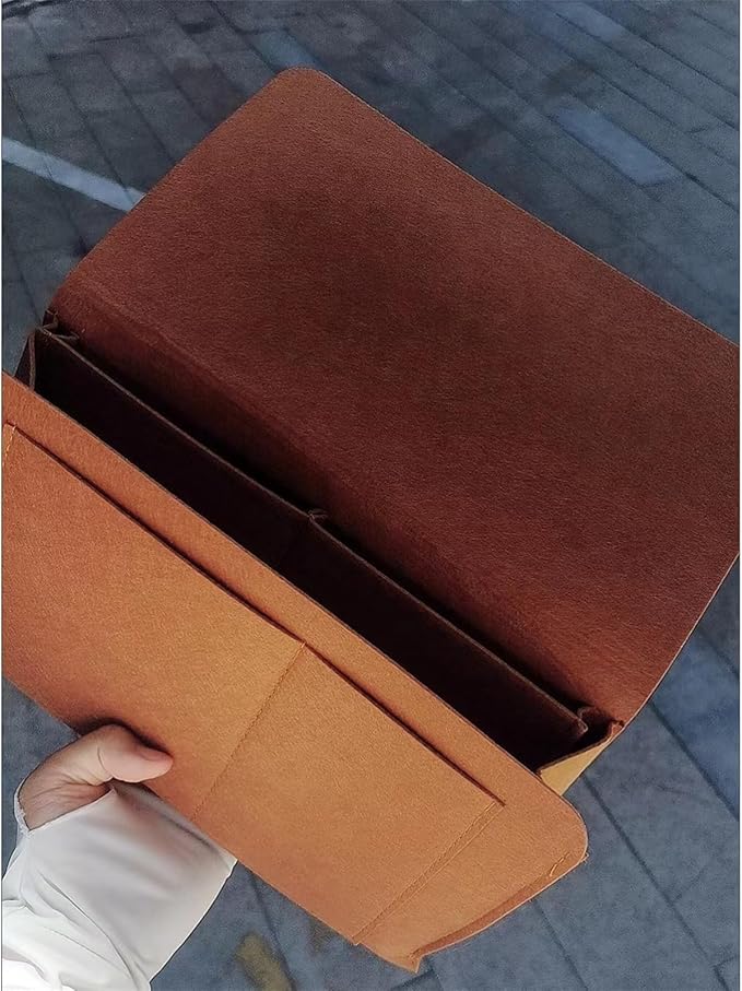 Bedside Caddy,Felt Bed Side Caddy Organizer With 5 Pockets For Remote,Bed Pockets Bedside Storage Can Hold Tablet Magazine Book Phone And Fruit,For Bed,Sofa,Desk (brown)