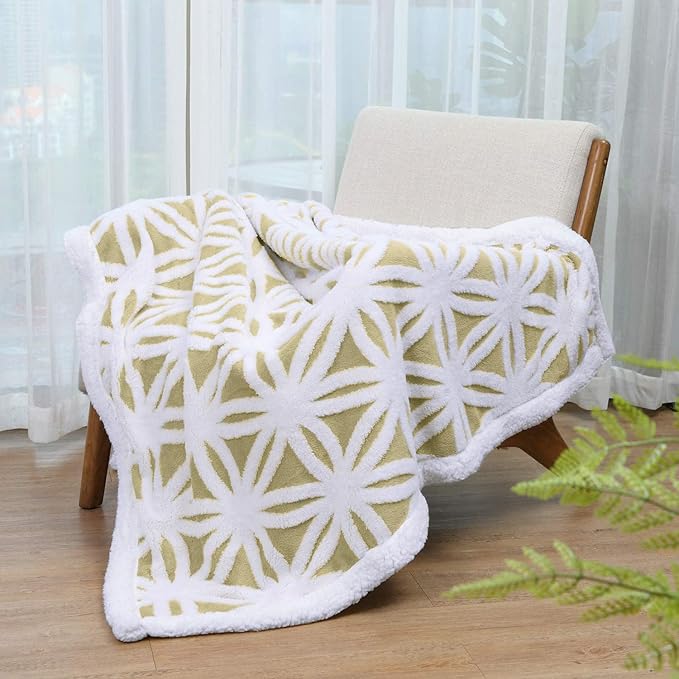 LOMAO Sherpa Fleece Blanket Easter Gifts for Mom Cozy Soft Throw Blanket for Women Men Dual Sided Couch Sofa Bed Blanket (Fruit Green, 60''x80'')