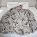 Premium Double-Sided Faux Fur Twin Blanket for Couch, Ultra Soft Gray Cozy Plush Fluffy 3D Bubble Blanket, for Bedroom Living Room Nap Travel Home Decor, 60" x 80"