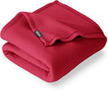 Bare Home Polar Fleece Blanket - Extra Long - Red - Warm & Cozy - Premium Fleece Throw for Bed, Sofa, Camping, Travel and Cold Nights - Lightweight Blanket (Twin/Twin XL, Red)