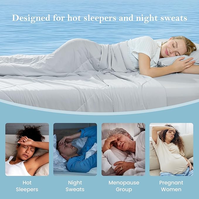 Cozy Bliss Cooling Comforter King XL Size, Cooling Blankets for Hot Sleepers and Night Sweats, Gray Summer Comforter for King XL Bed, Breathable Soft Lightweight Silk Smooth
