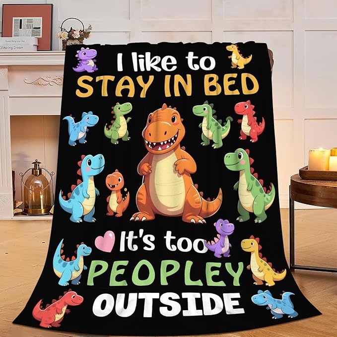 Cute Dinosaur Throw Blanket - Soft Plush Fleece Dino Toddler Bedding Blankets- Cozy Funny Dinosaur Stuff Gifts for Girls Boys Kids Women 50"X60"