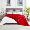 DREAMNINE Ultra Large Soft Fuzzy Flannel Fleece Blanket Full Size 80" x 90", Decorative Solid Lightweight Fluffy Velvet Bed Blanket, Luxury Big Cute Cozy Shag Plush Microfiber Blankets for Bedroom,Red