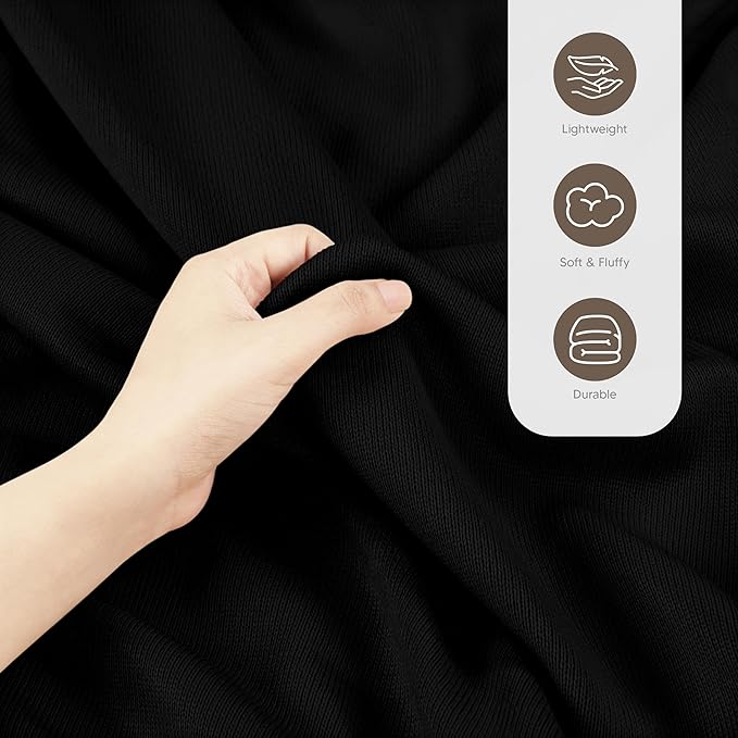 Utopia Bedding Knit Blanket Full Size (90x84 Inches, Black) Soft Lightweight Jersey Breathable Sweatshirt Blanket for Bed,Couch & Sofa