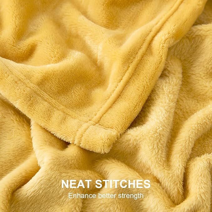 Hansleep Fleece Yellow Full Blanket, Super Soft Flannel Fuzzy Plush Cozy Blanket for All Seasons, Yellow, Full 84x90 Inches