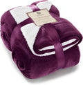 Genteele Sherpa Throw Blanket Super Soft Reversible Ultra Luxurious Plush Blanket, 90 x 90 inches, Rich Purple/White