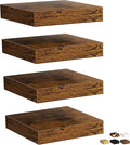 Fun Memories Floating Shelves for Wall, Rustic Wood Wall Mounted Shelves for Bathroom, Bedroom, Living Room and Kitchen, Storage & Home Decor (Set of 4, Brown, 8 in)