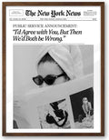 EcoHest Trendy Newspaper Framed Wall Art, 12x16 in OAK Wood Walnut Color Cool Girl Canvas Art, Magazine Bar Cart Print College Dorm Decor, Set of 1 for Bedroom Living Room