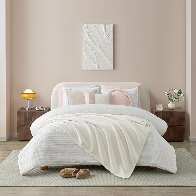 UGG Coco Plush Fleece Throw Blanket – Soft & Cozy Blanket for Couch, Bed & Sofa, Perfect for Home Decor, House Warming Gifts or Luxurious Birthday Gifts for Women, 50" x 70", White Snow