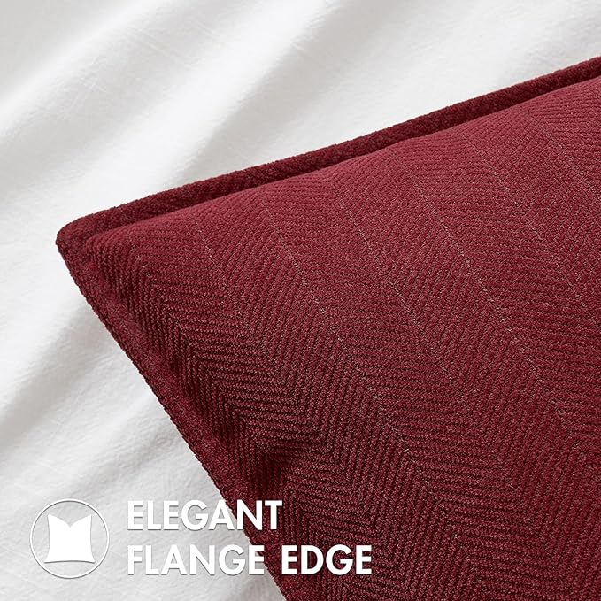 MIULEE Pack of 2 Burgundy Decorative Pillow Covers 16x16 Inch Soft Chenille Luxurious Couch Throw Pillows Farmhouse Cushion Covers with Elegant Design for Sofa Bedroom Living Room Decor