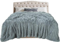 TOONOW Extra Soft Fuzzy Faux Fur Blanket Queen Size 78"x90", Reversible Lightweight Decorative Blankets and Throws Super Soft Cozy Microfiber Fleece Fuzzy Blankets for Couch Bed, Blue Grey