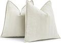 MIULEE Pack of 2 Cream White Decorative Pillow Covers 18x18 Inch Soft Chenille Luxurious Couch Throw Pillows Farmhouse Cushion Covers with Elegant Design for Sofa Bedroom Living Room Spring Decor
