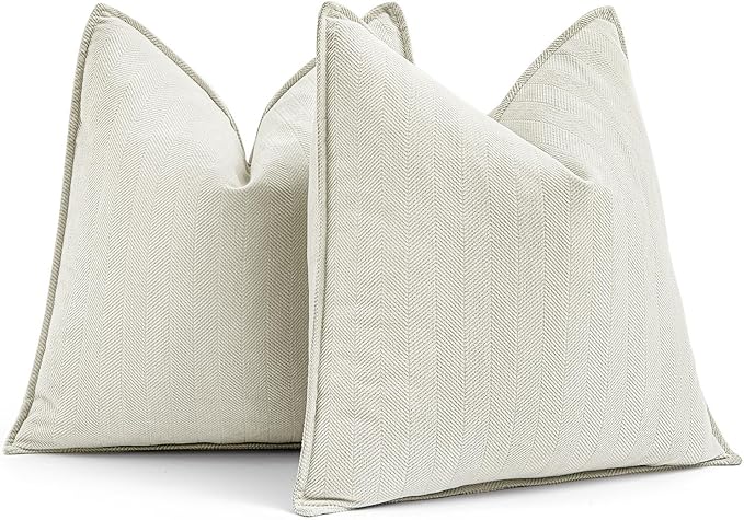 MIULEE Pack of 2 Cream White Decorative Pillow Covers 26x26 Inch Soft Chenille Luxurious Couch Throw Pillows Boho Cushion Covers Euro Shams with Elegant Design for Sofa Bed Spring Home Decor