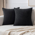 MIULEE Pack of 2 Decorative Throw Pillow Covers 18x18 Inch Soft Boho Striped Textured Corduroy Pillow Covers Modern Farmhouse Home Decor for Couch Bed Sofa Living Room Black