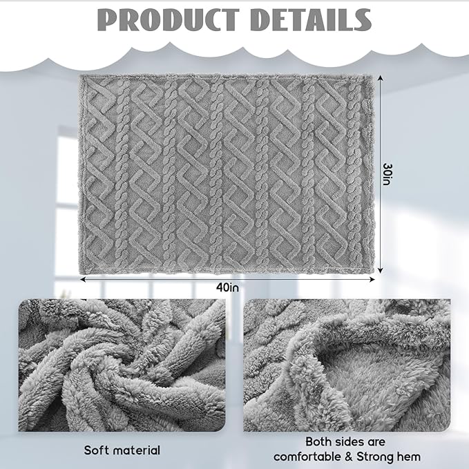 VitalCozy 4 Pcs Soft Fleece Baby Blankets Set 30" x 40" 3D Plush Warm Nursery Swaddling Bed Blanket Little Boys Girls Infant Toddlers and Newborn Receiving Gifts Blankets(Neutral Color)