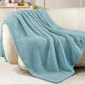 Exclusivo Mezcla Fleece Stone Blue Throw Blanket for Couch Sofa, Ultra Soft, Lightweight and Fluffy Blankets for Women, All Season, 50x60 Inches