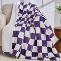 Heated Electric Blanket Throw, 50X60 Heating Blanket with 10 Heat Level & 8 Hours Auto Off for Lap, Deep Purple Checkered Plaid Soft Sherpa Blankets for Mom Grandma Women Couch