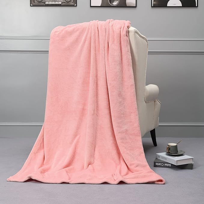 NANPIPER Fleece Blankets, Super Soft Flannel Fuzzy Blanket for Bed Couch, Luxury Cozy Plush Microfiber Blanket-Twin Size,Pink