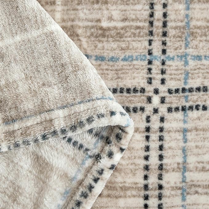 COOVA Oversized King Fleece Blanket 120x120 inches, Soft Cozy Warm Giant Extra Large 10'x10' Blanket for Bed, Sofa, Couch,Travel, Camping, California Huge Flannel Big Throw Blanket, Line Taupe