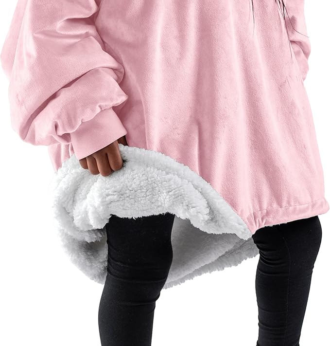 Bare Home Wearable Blanket Hoodie - Soft Plush Sherpa - Warm and Cozy - Oversized Wearable Blanket - Adult & Kid Sizes